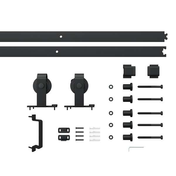 Calhome Glass and Metal Barn Door with Installation Hardware Kit